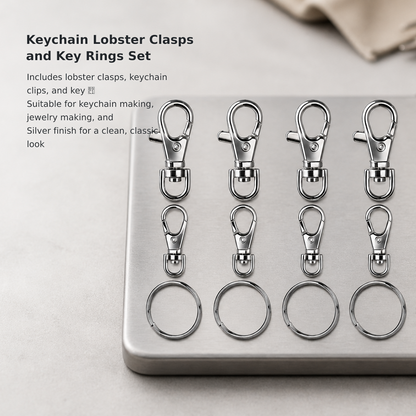 Keychain Lobster Clasps and Key Rings Set